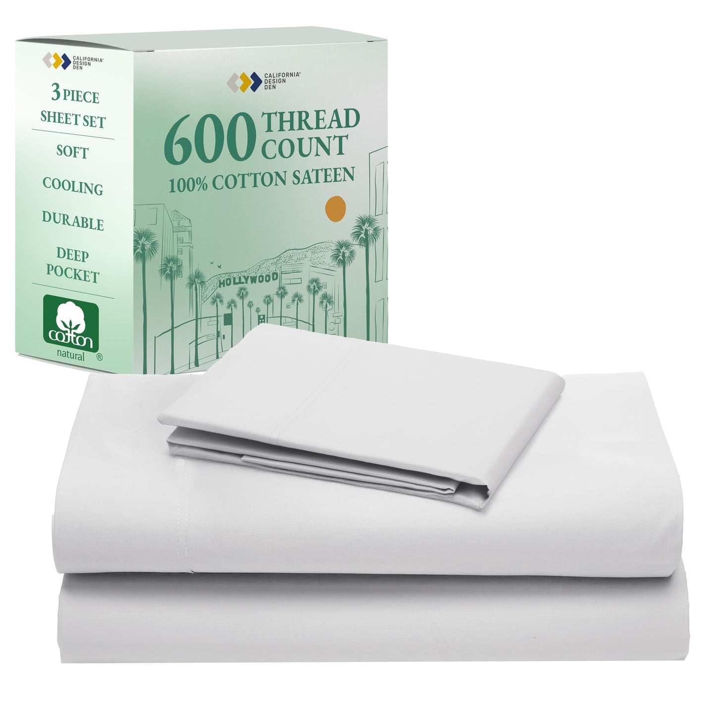 California Design Den 600‑Thread Cotton Sheets | TRUE Shift 4‑Pc Cal King Set