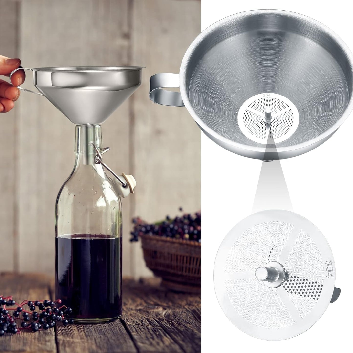 Norpro Stainless Steel Funnel Set (3‑Piece) | TRUE Shift Food‑Grade Kitchen Funnels