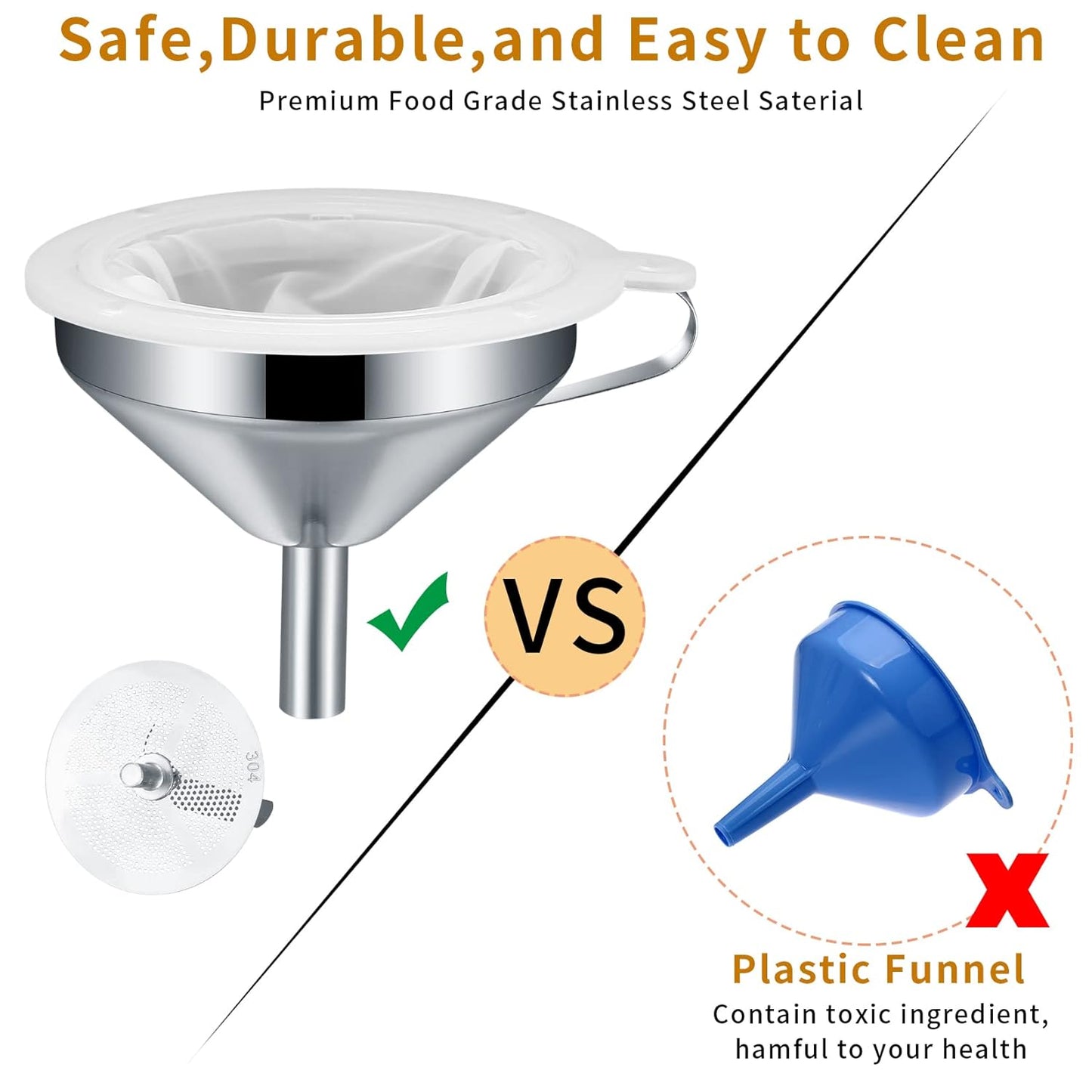 Norpro Stainless Steel Funnel Set (3‑Piece) | TRUE Shift Food‑Grade Kitchen Funnels