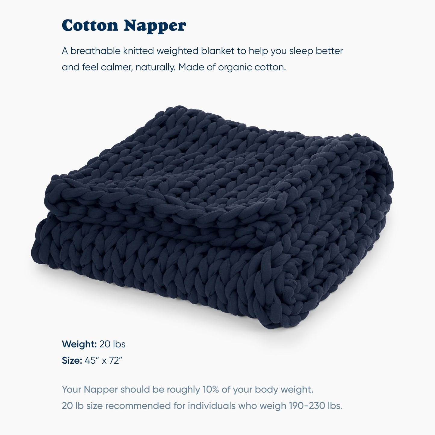 Bearaby Cotton Napper Weighted Blanket | TRUE Shift Organic Cotton Dream Blanket
