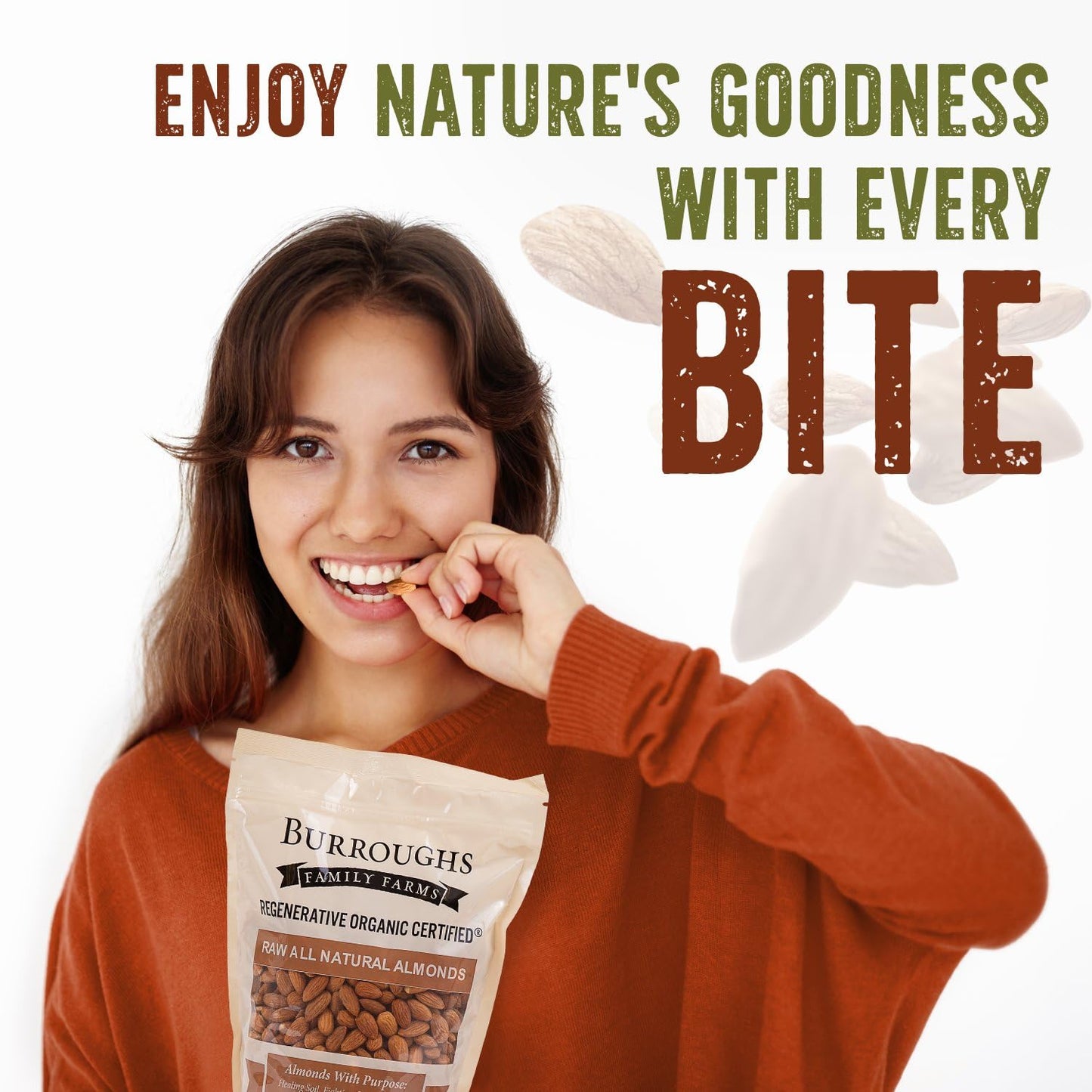 Burroughs Family Farms Regenerative Organic Raw Almonds | TRUE Shift Soil‑Restoring Snack (3 lb Bag)