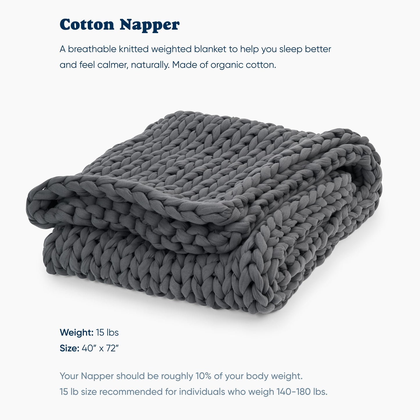 Bearaby Cotton Napper Weighted Blanket | TRUE Shift Organic Cotton Dream Blanket