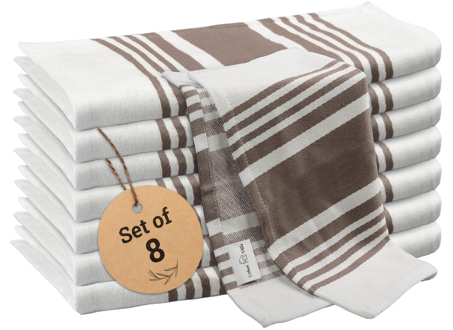 Urban Villa Cotton Kitchen Towels | TRUE Shift Eco Towels (20″×30″, Striped, Mitered)