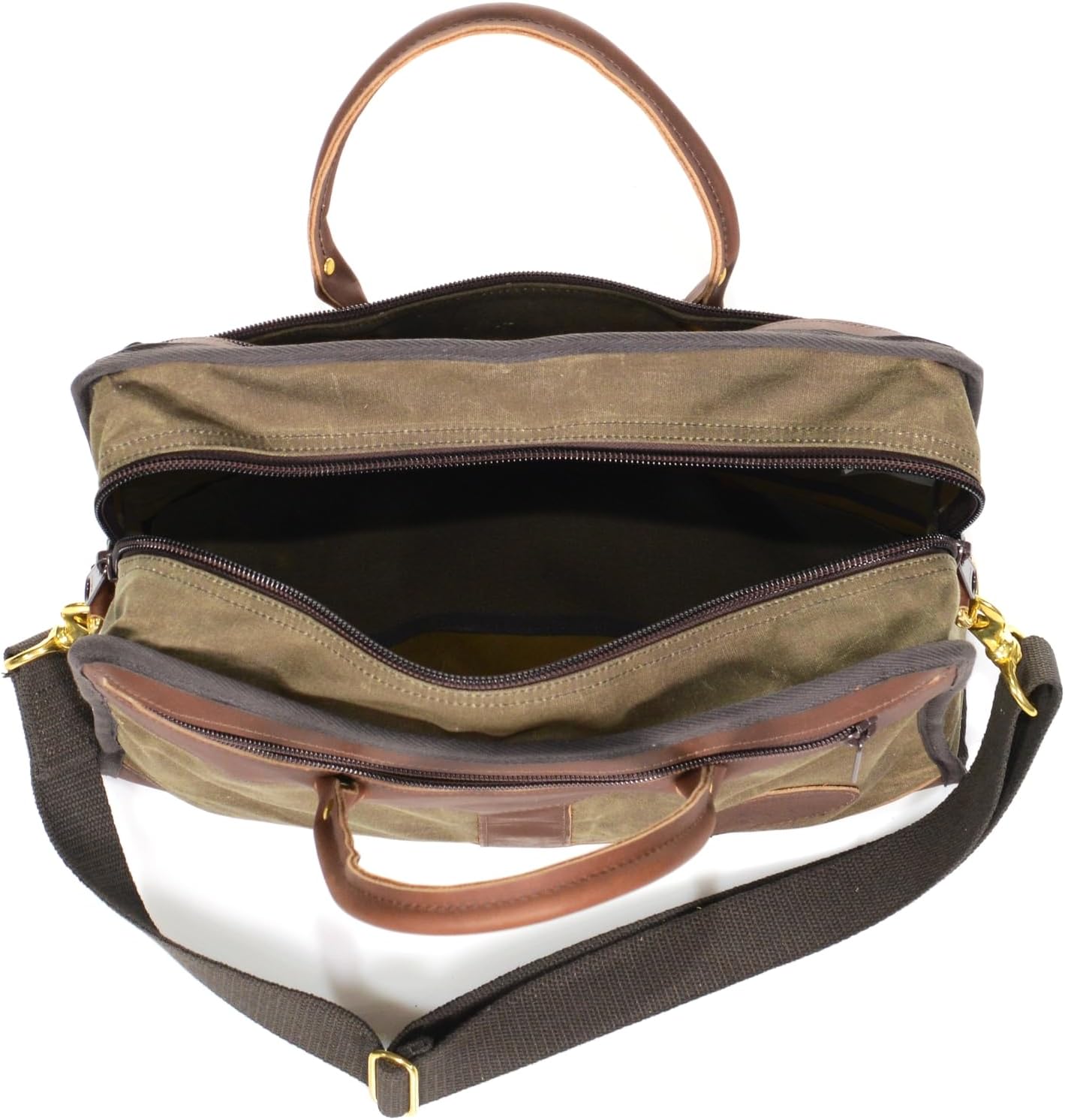Frost River Single Briefcase: 18 oz Waxed Canvas & Solid Brass