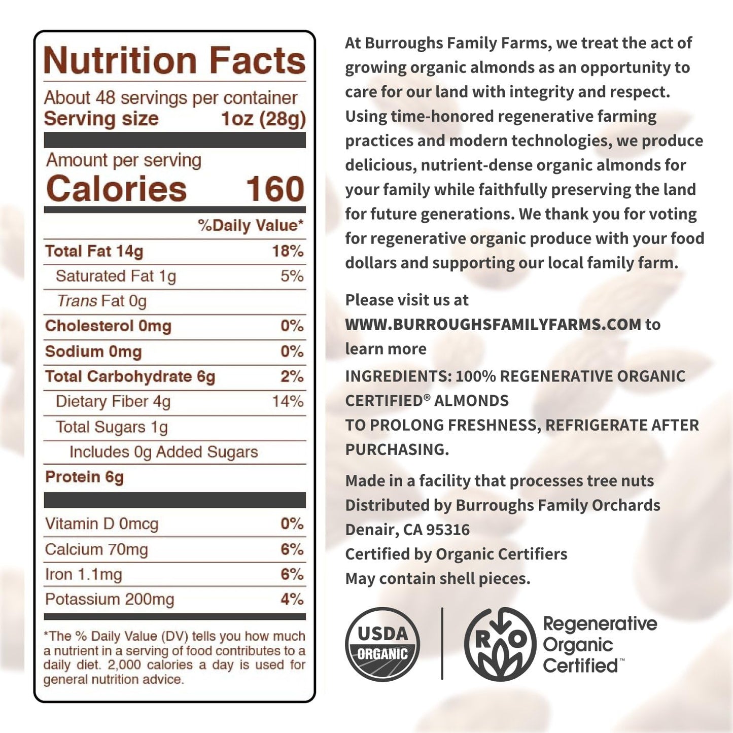 Burroughs Family Farms Regenerative Organic Raw Almonds | TRUE Shift Soil‑Restoring Snack (3 lb Bag)