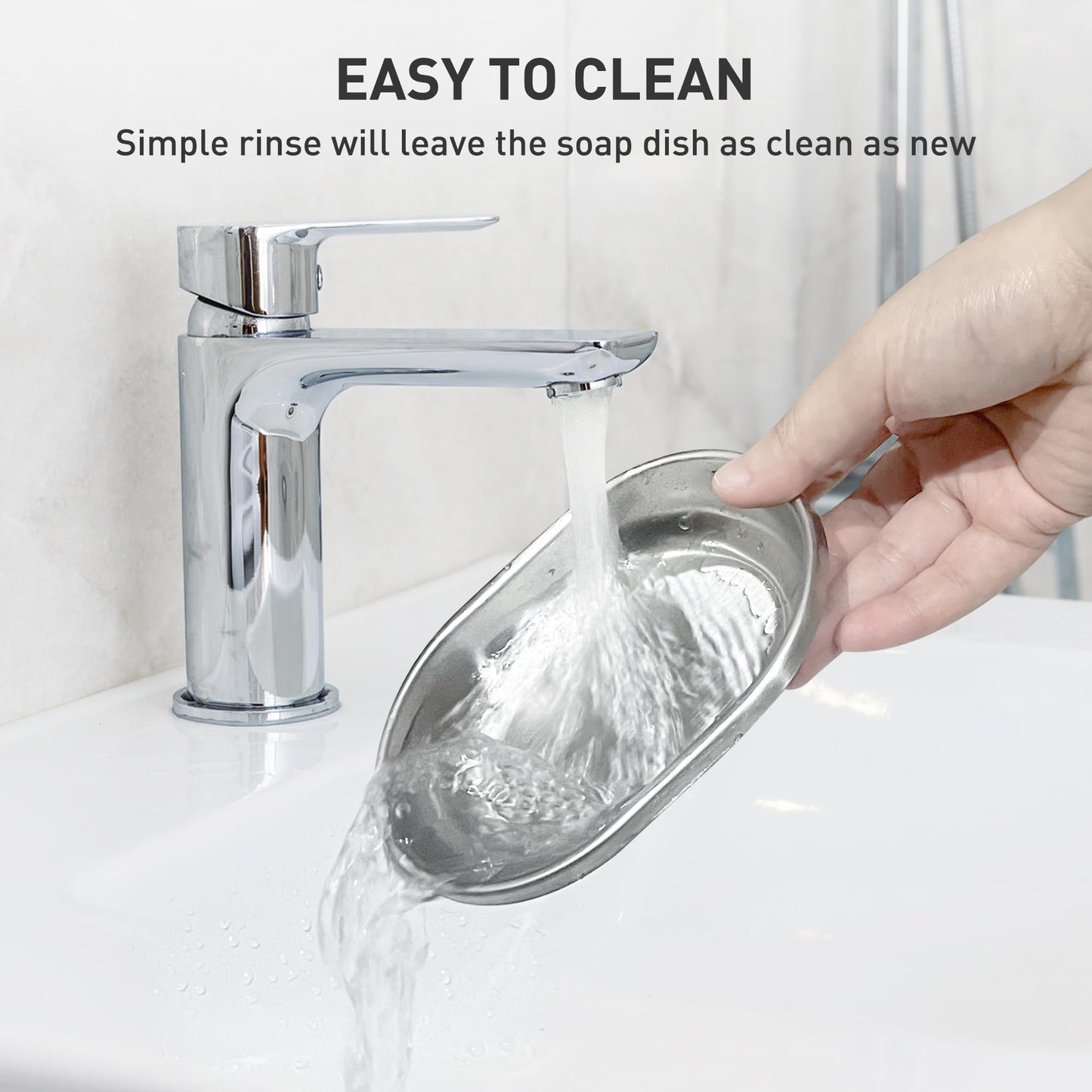Stainless Steel Soap Dish with Drain Tray | TRUE Shift 304‑Grade Soap Saver