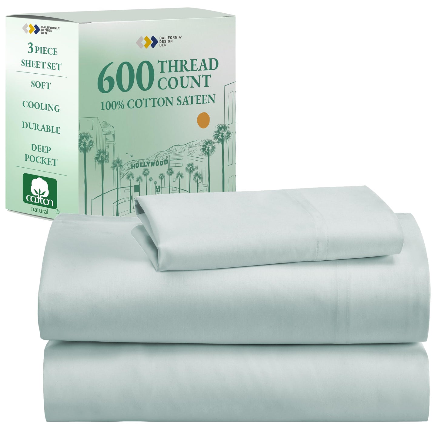 California Design Den 600‑Thread Cotton Sheets | TRUE Shift 4‑Pc Cal King Set