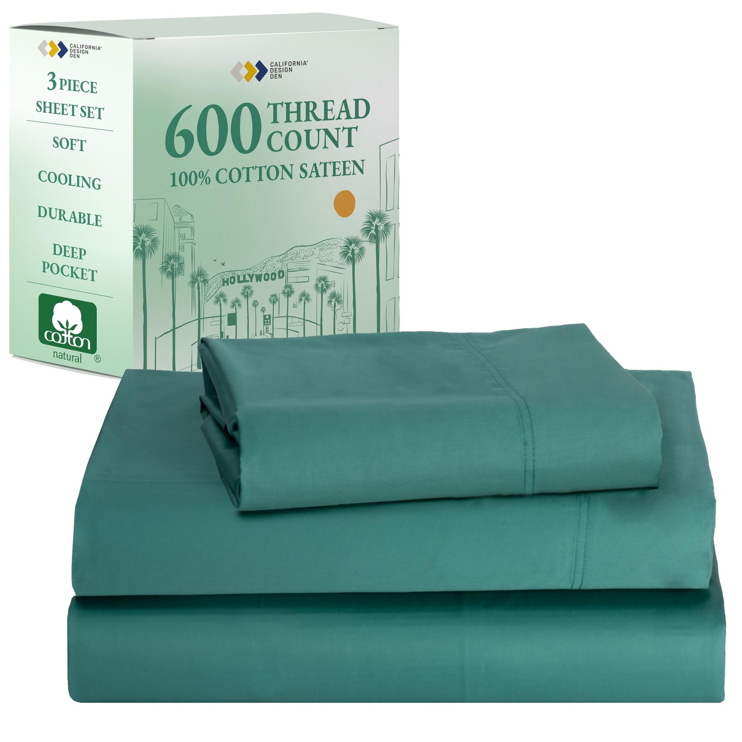 California Design Den 600‑Thread Cotton Sheets | TRUE Shift 4‑Pc Cal King Set