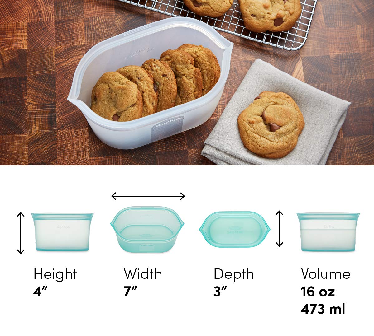Zip Top 100% Silicone Reusable Food Storage Set (8‑Piece, Teal) | TRUE Shift Zero‑Plastic Meal Prep Set