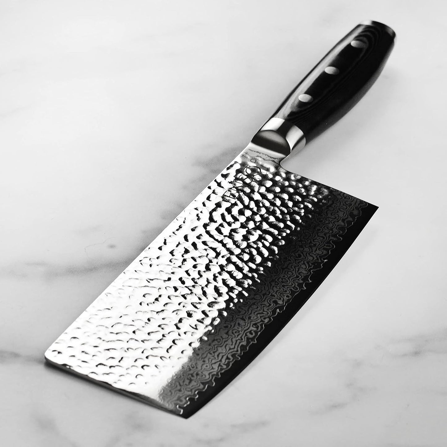 Enso HD 7" Vegetable Cleaver: Hammered VG10 Damascus Steel
