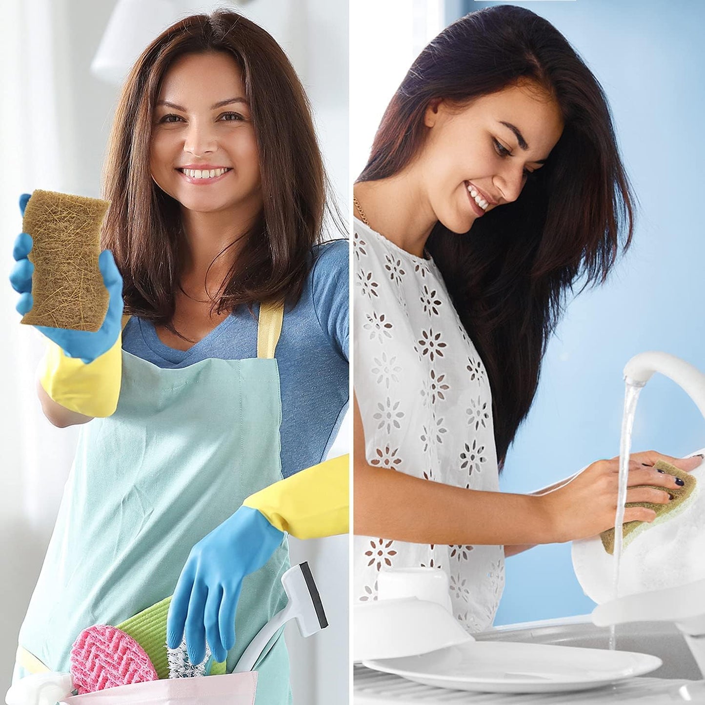 Natural Kitchen Sponge – Biodegradable Compostable Cellulose & Coconut Scrubber