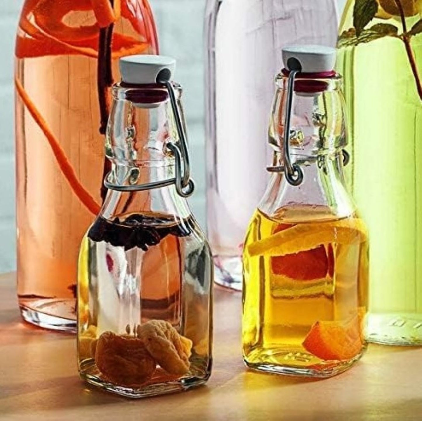 Bormioli Rocco 8.5 oz Swing Top Bottles (Set of 6) | TRUE Shift Plastic‑Free Glass Storage