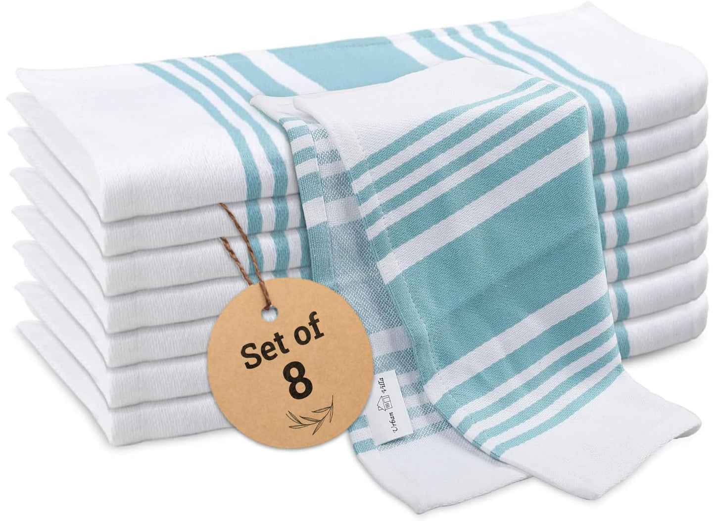 Urban Villa Cotton Kitchen Towels | TRUE Shift Eco Towels (20″×30″, Striped, Mitered)
