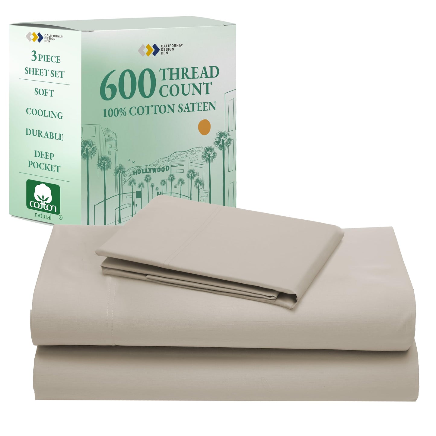 California Design Den 600‑Thread Cotton Sheets | TRUE Shift 4‑Pc Cal King Set