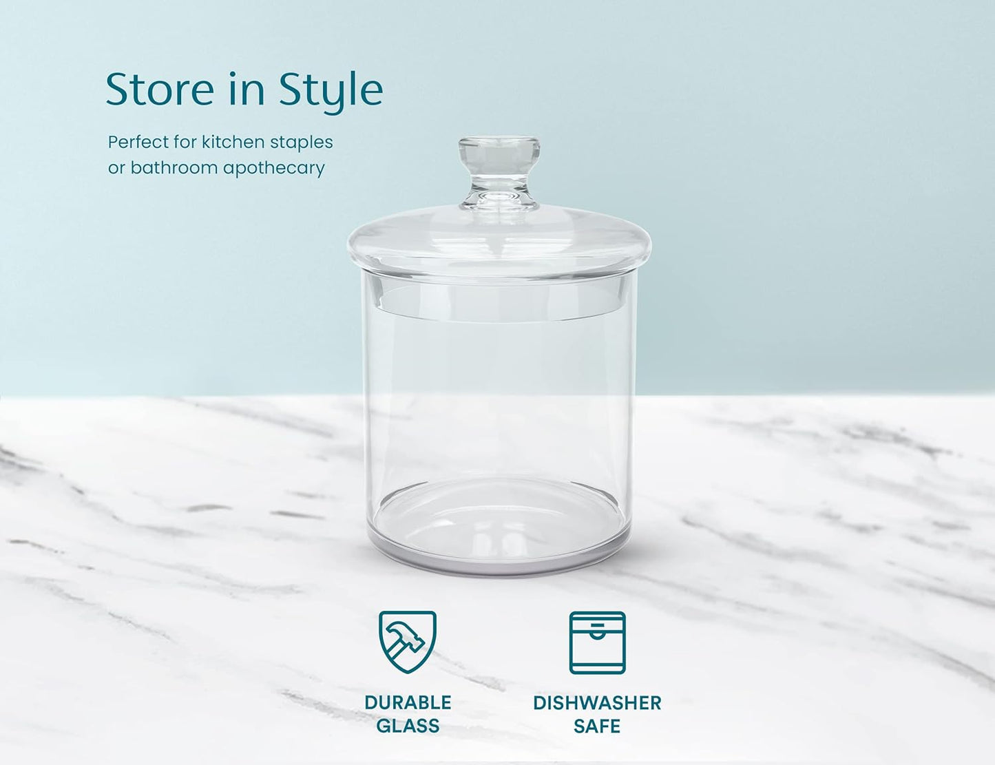 Kook Apothecary Jar Set – 36 oz Glass Storage, Airtight & Plastic‑Free