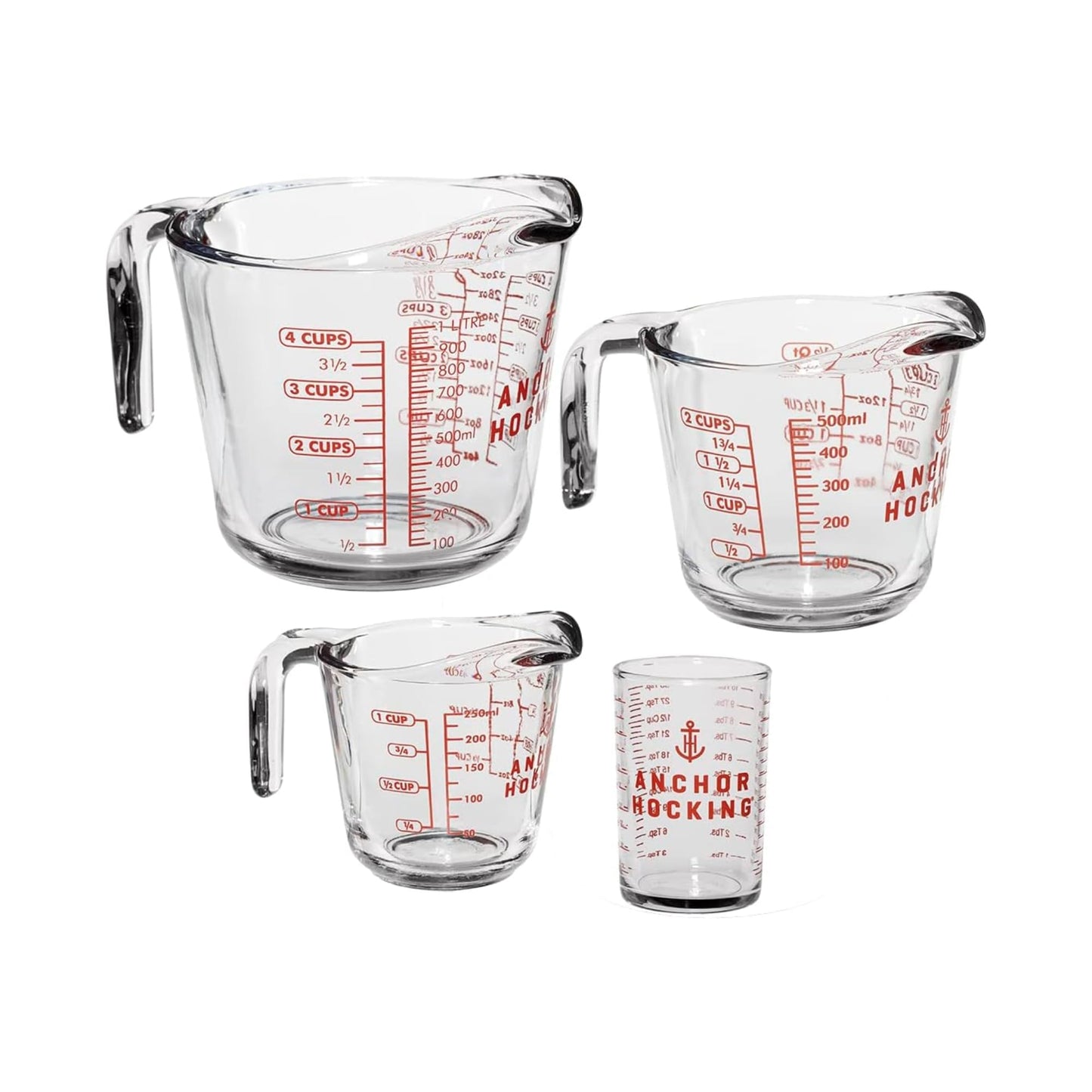 Anchor Hocking Glass Measuring Cups (1, 2 & 4 Cup Set) | TRUE Shift Non‑Plastic Kitchenware