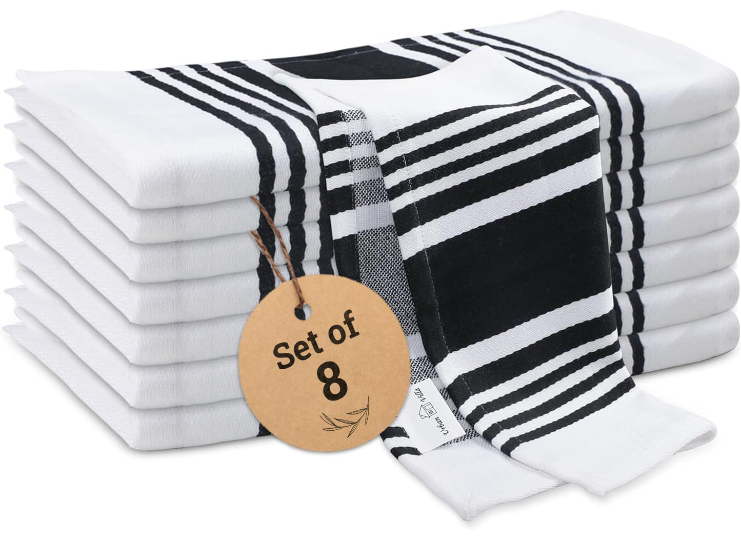 Urban Villa Cotton Kitchen Towels | TRUE Shift Eco Towels (20″×30″, Striped, Mitered)