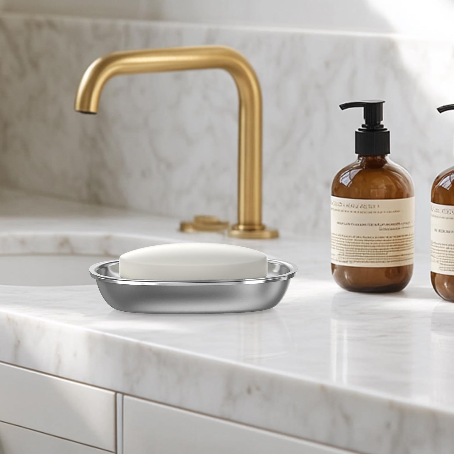Stainless Steel Soap Dish with Drain Tray | TRUE Shift 304‑Grade Soap Saver