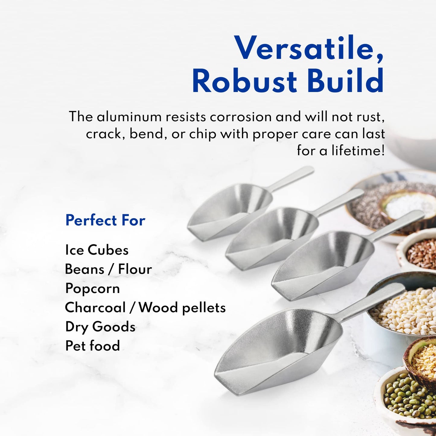 New Star Cast Aluminum Utility Scoop (2 oz) | TRUE Shift Flat-Bottom Eco Scoop
