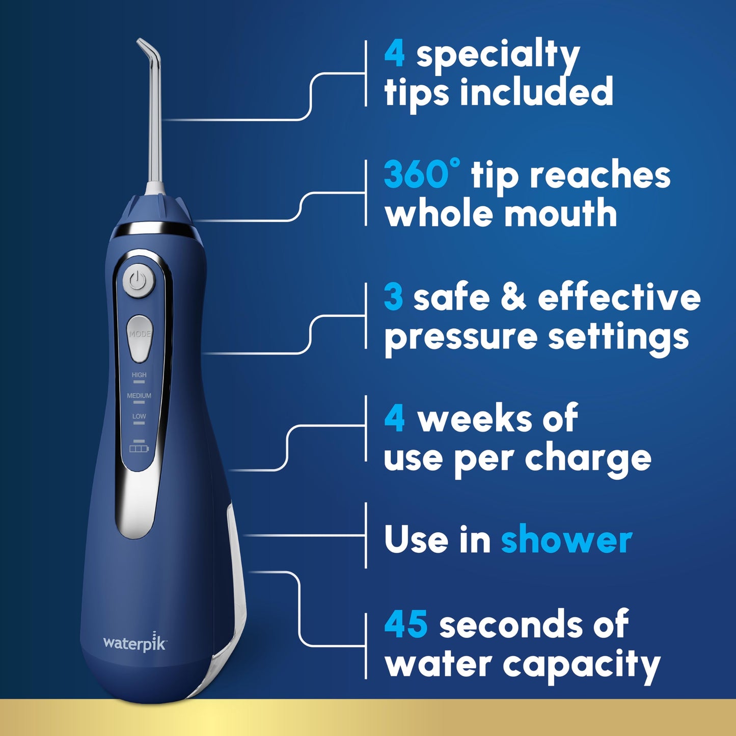 Waterpik Cordless Advanced 2.0 Flosser | TRUE Shift Travel‑Ready Oral Jet