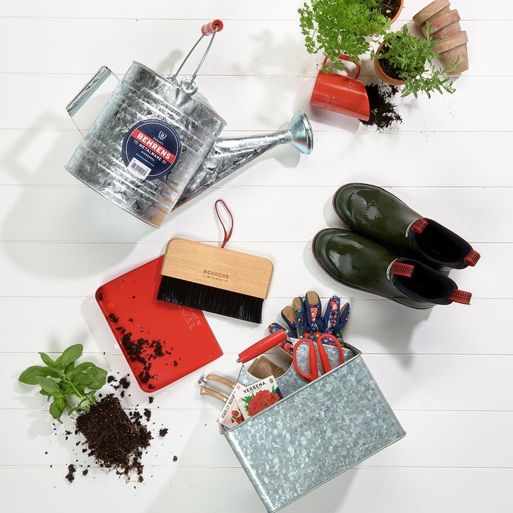 Behrens Galvi Cleaning Caddy – Galvanized Steel with Red Oak Handle, Plastic‑Free