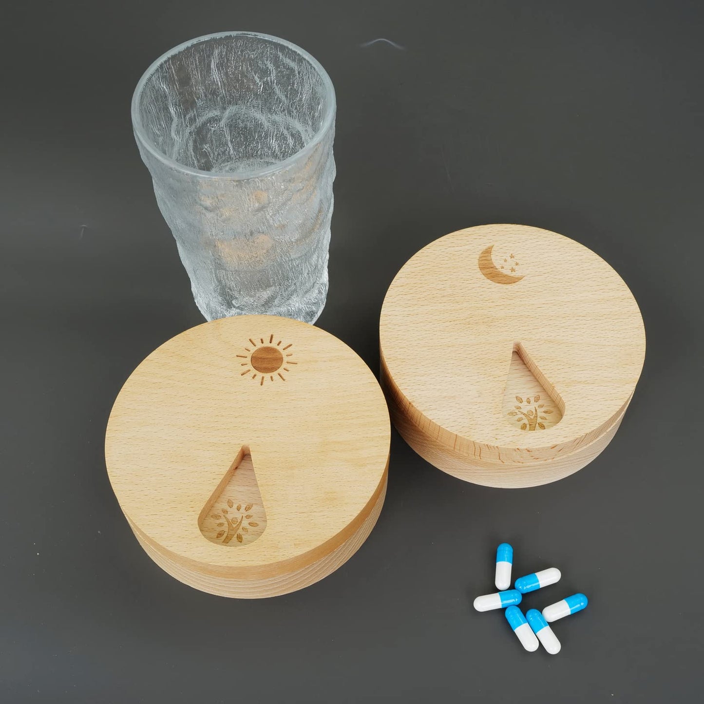 Beech Wood Weekly Pill Organizer | TRUE Shift Plastic‑Free Medicine Box