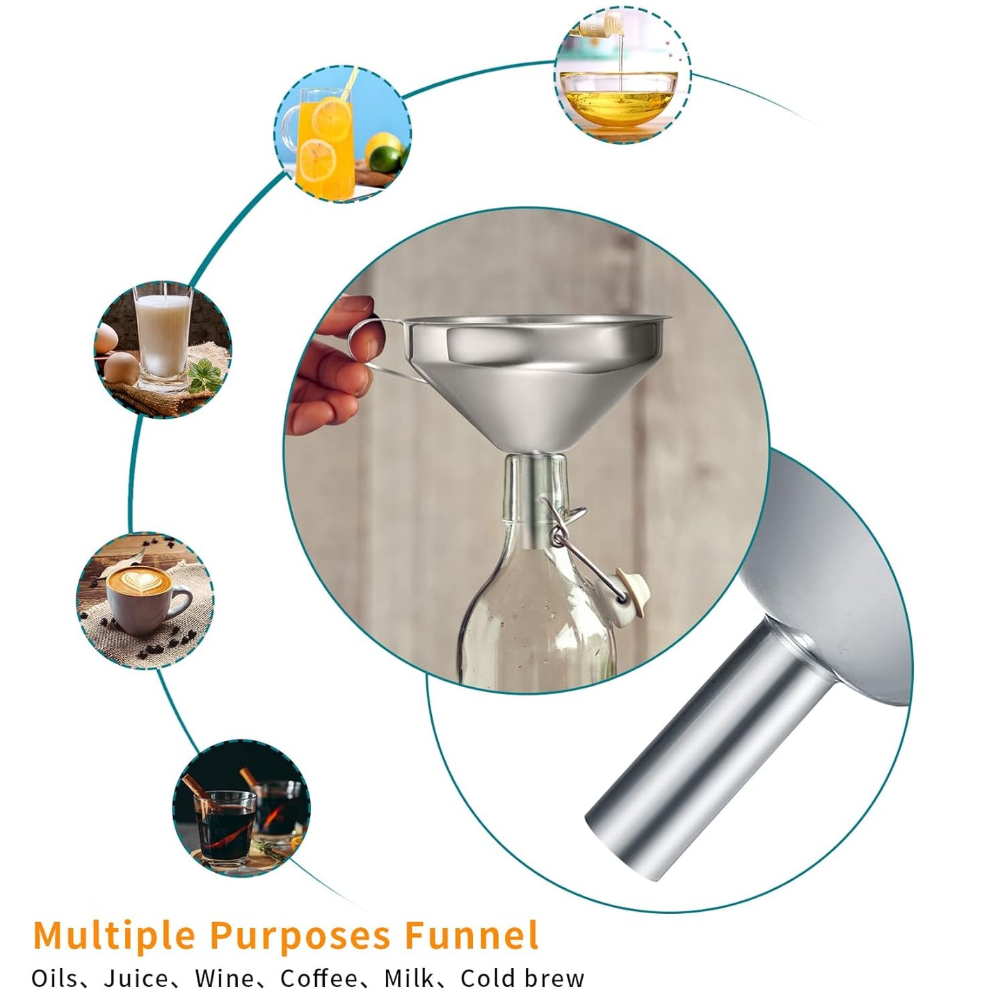 Norpro Stainless Steel Funnel Set (3‑Piece) | TRUE Shift Food‑Grade Kitchen Funnels