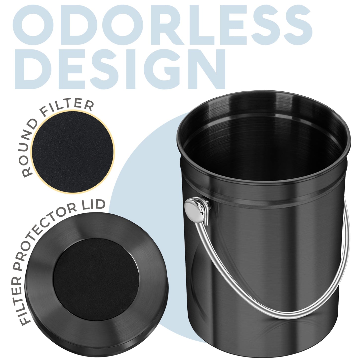 EPICA Countertop Compost Bin – 1.3 Gallon Stainless Steel, Toxin‑Free & Odorless