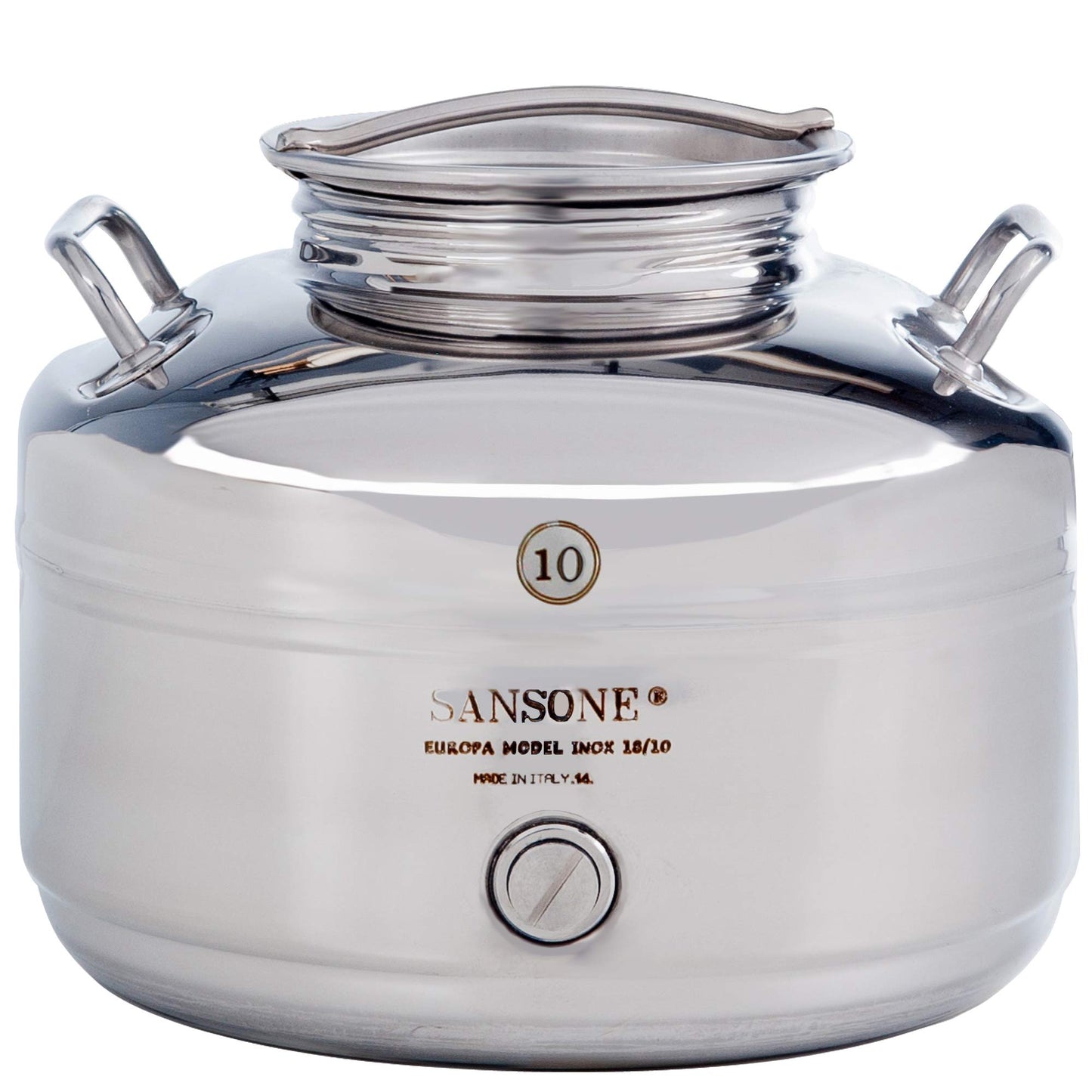 Sansone Stainless Steel Dispenser | TRUE Shift Italian 18/10 Spigot Jar (2.6 Gal)