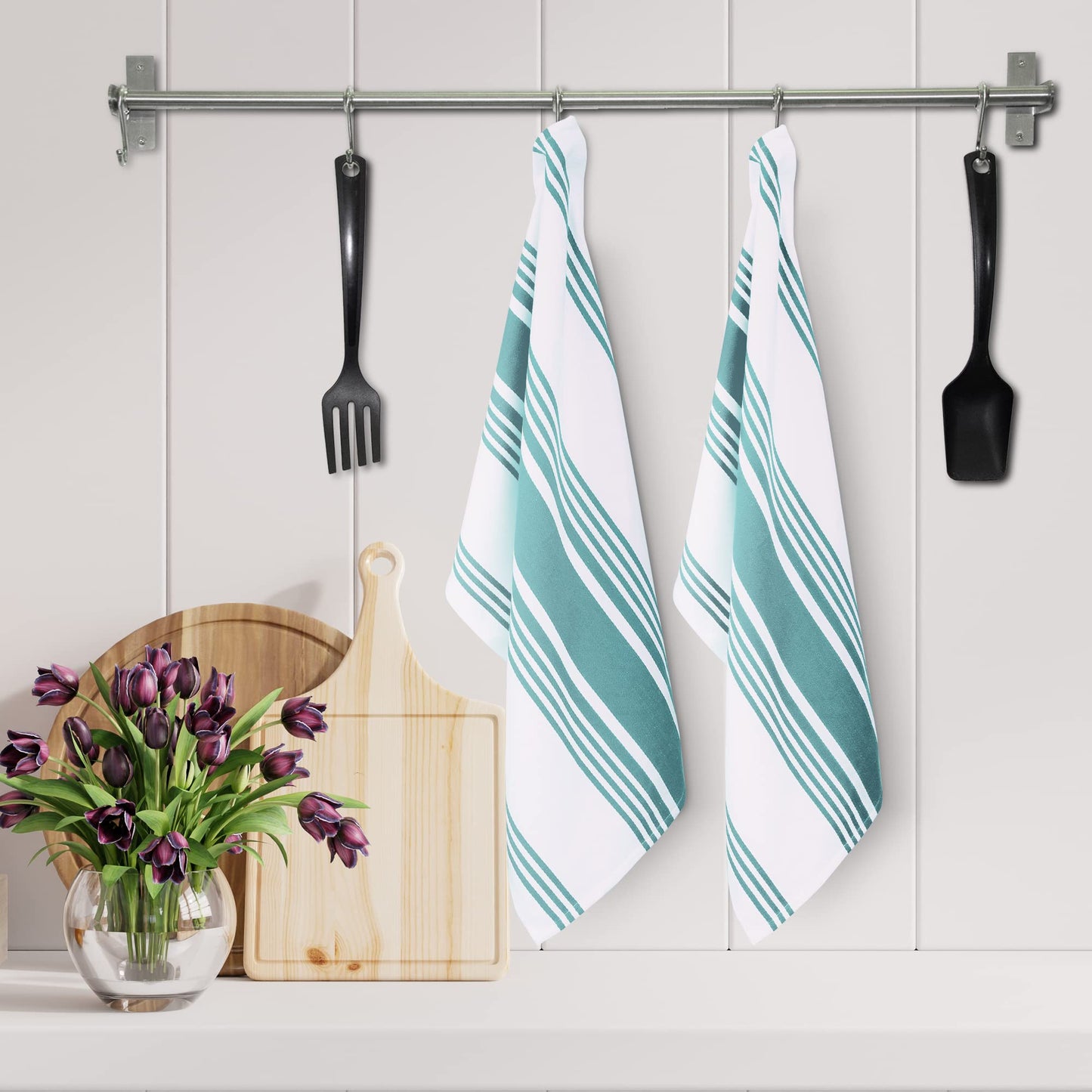 Urban Villa Cotton Kitchen Towels | TRUE Shift Eco Towels (20″×30″, Striped, Mitered)