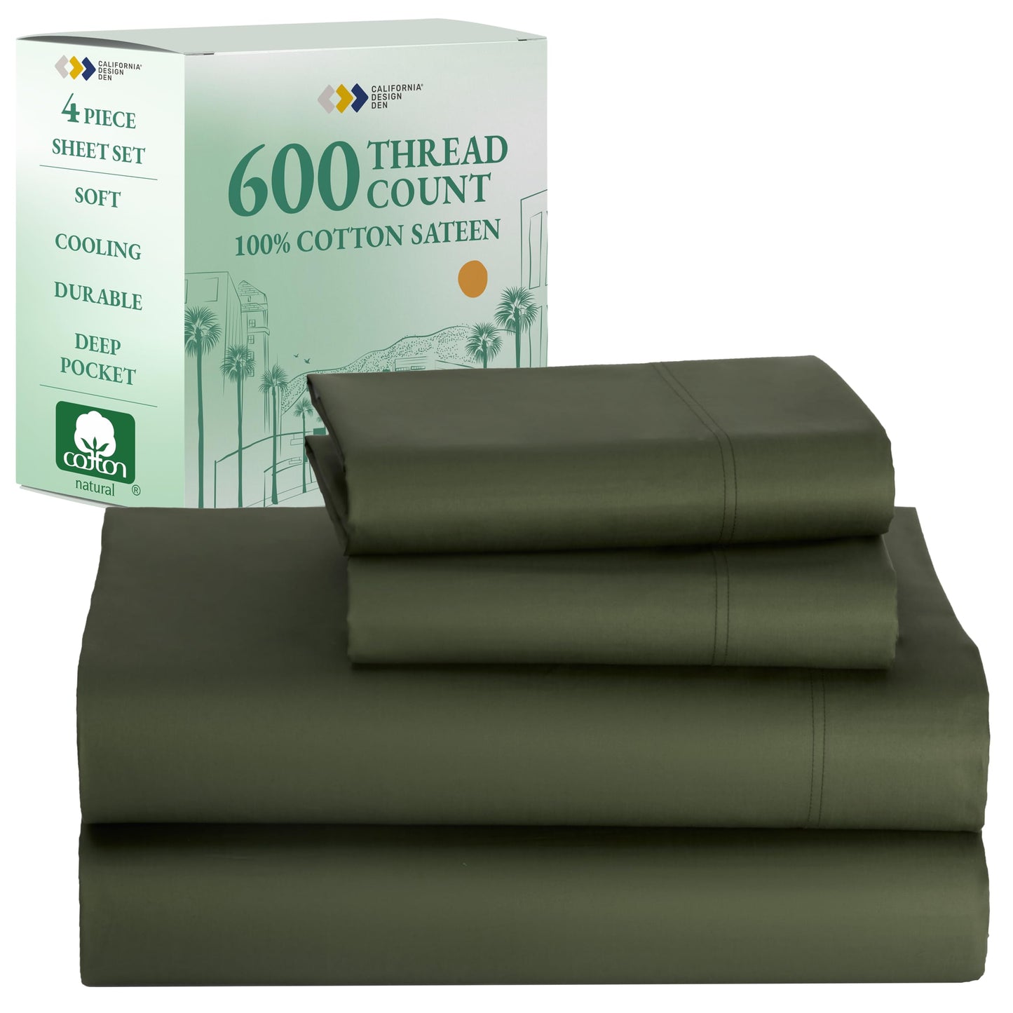 California Design Den 600‑Thread Cotton Sheets | TRUE Shift 4‑Pc Cal King Set