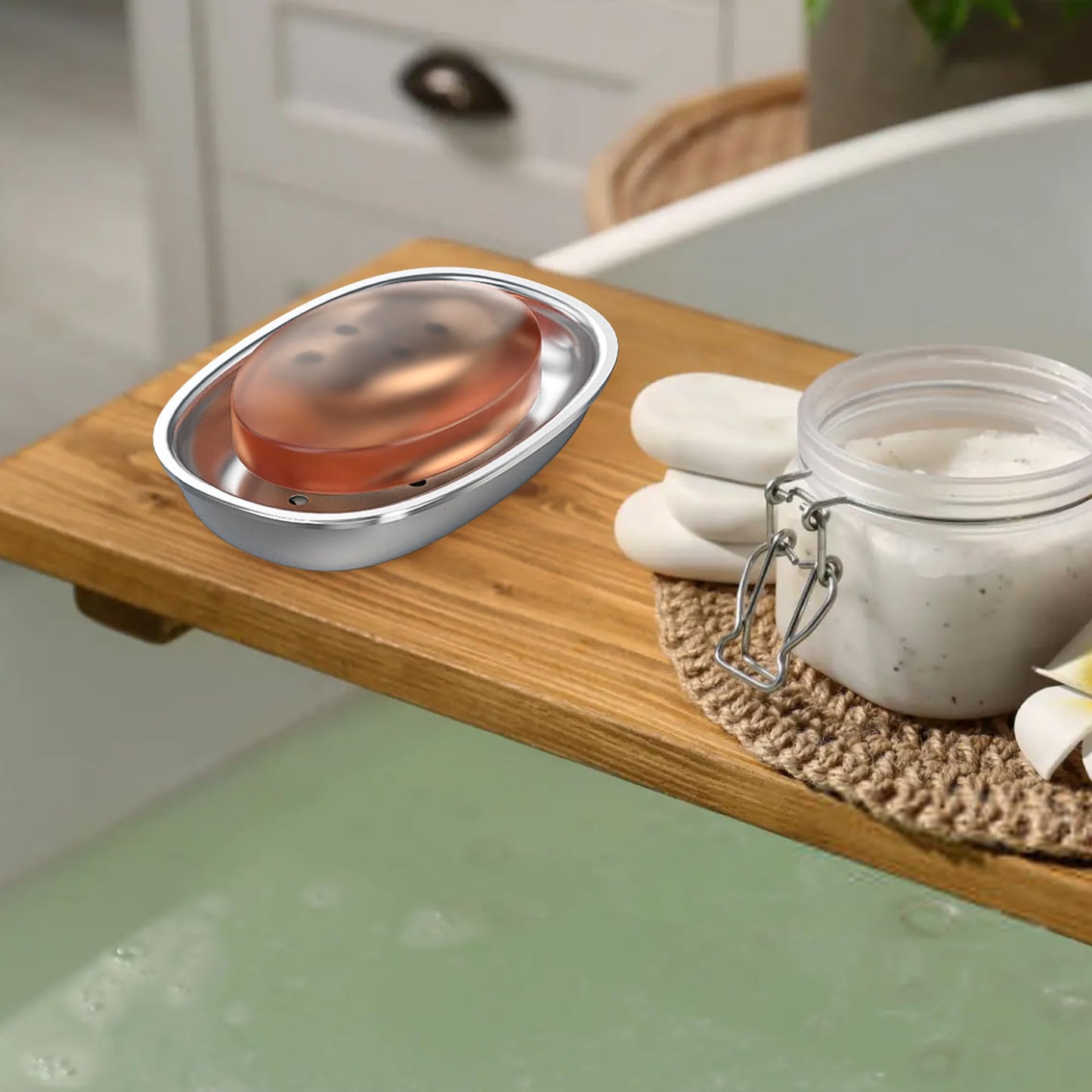 Stainless Steel Soap Dish with Drain Tray | TRUE Shift 304‑Grade Soap Saver