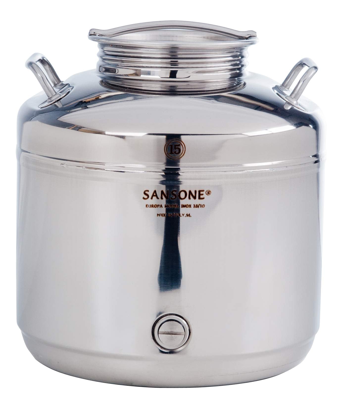 Sansone Stainless Steel Dispenser | TRUE Shift Italian 18/10 Spigot Jar (2.6 Gal)