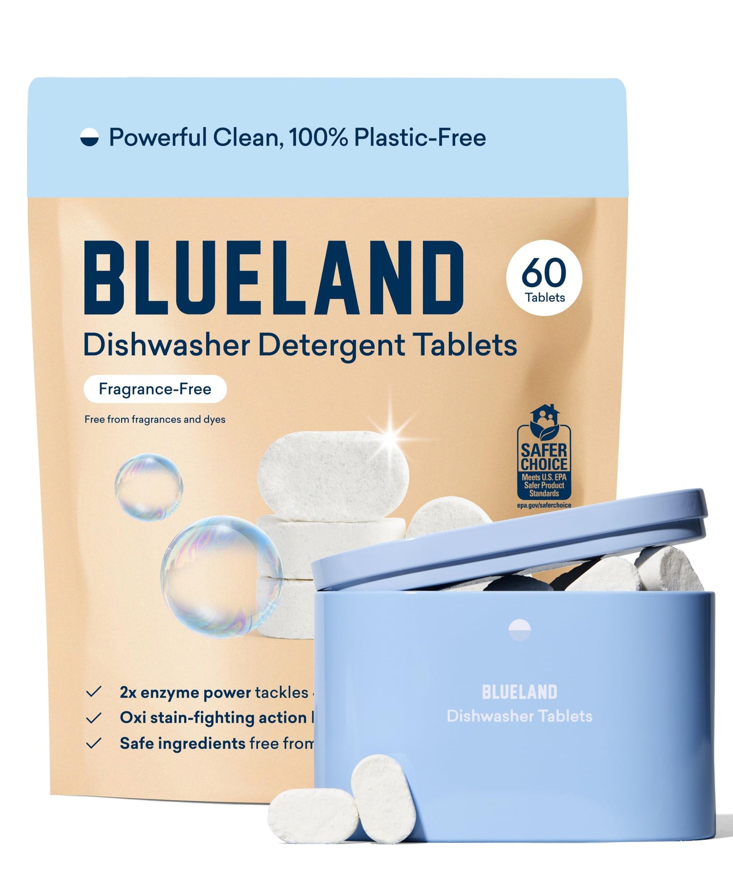 Blueland Dishwasher Detergent Tablets Starter Set – Plastic-Free & Plant-Based