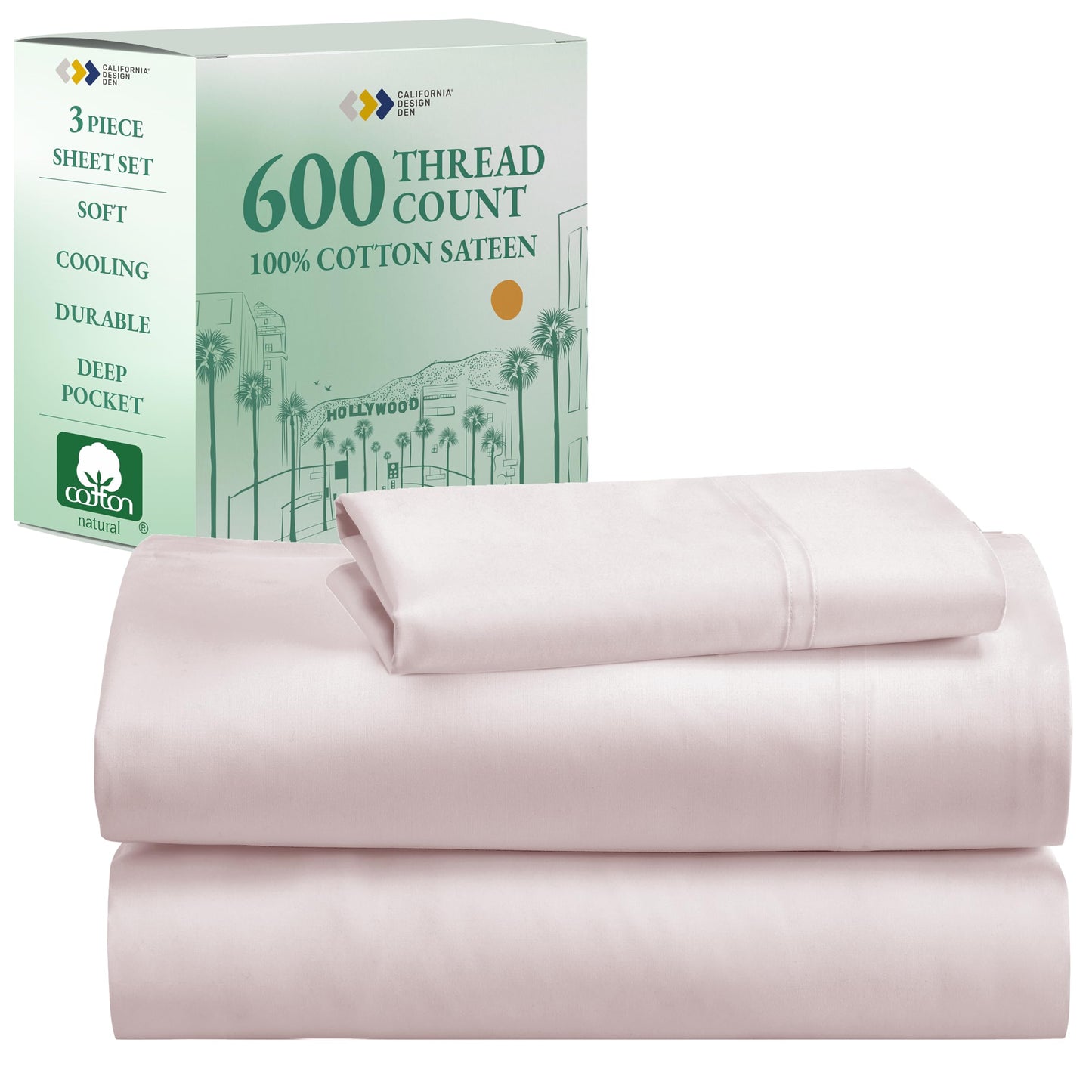 California Design Den 600‑Thread Cotton Sheets | TRUE Shift 4‑Pc Cal King Set