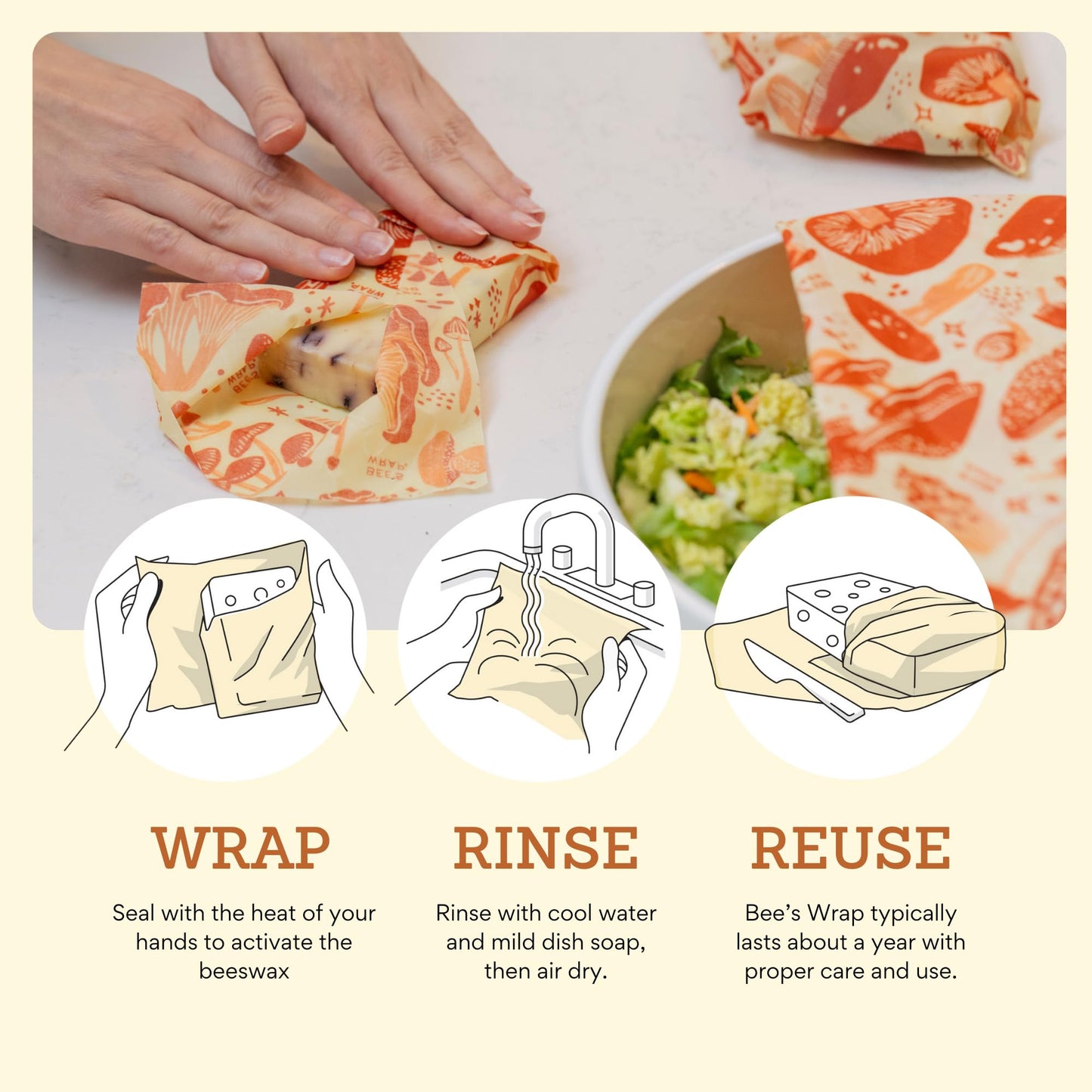 Bee’s Wrap Beeswax Food Wrap Roll | TRUE Shift Plastic‑Free Kitchen