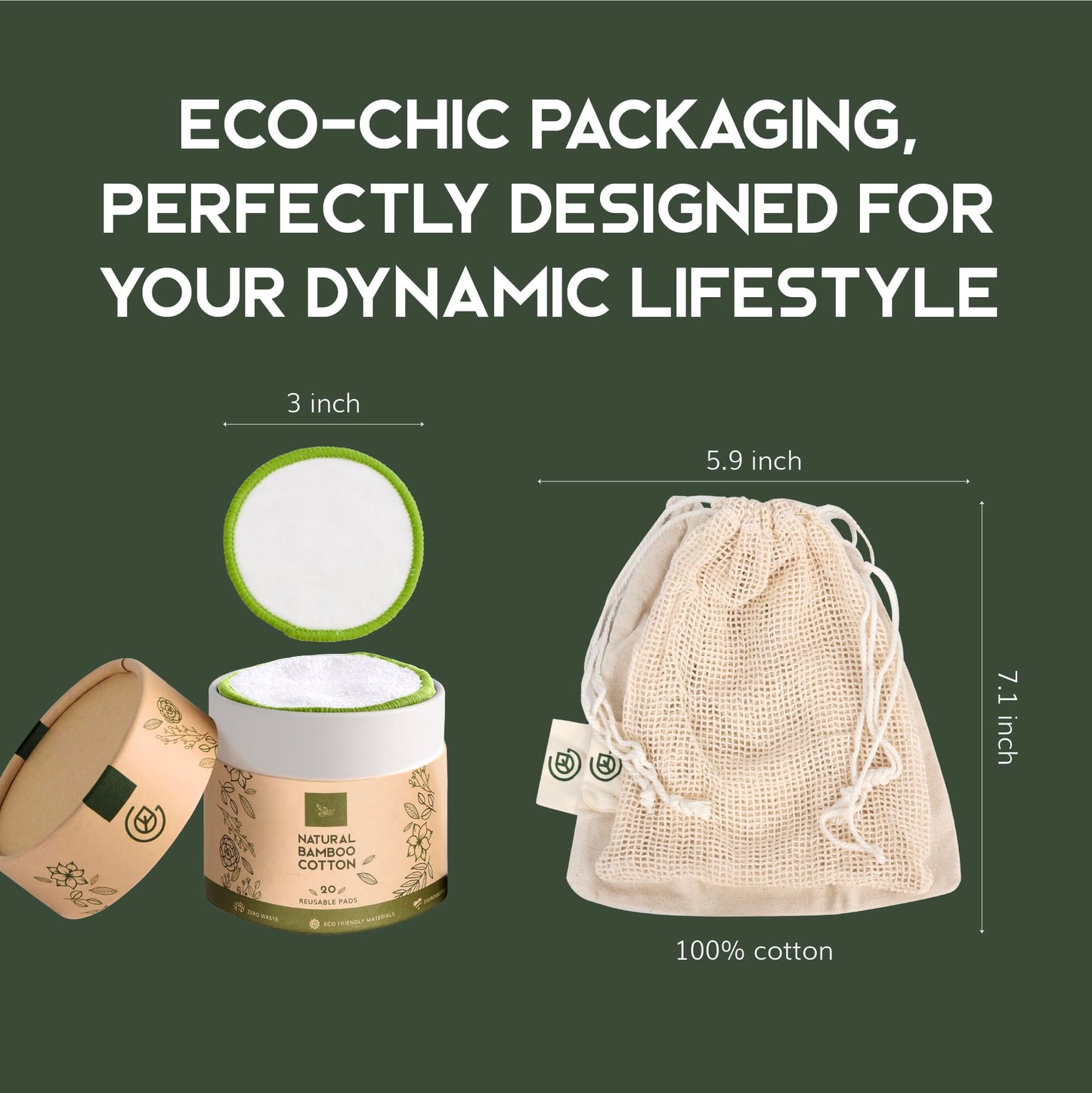 Greenzla Reusable Makeup Remover Pads – 100% Bamboo Cotton & Zero-Waste Set
