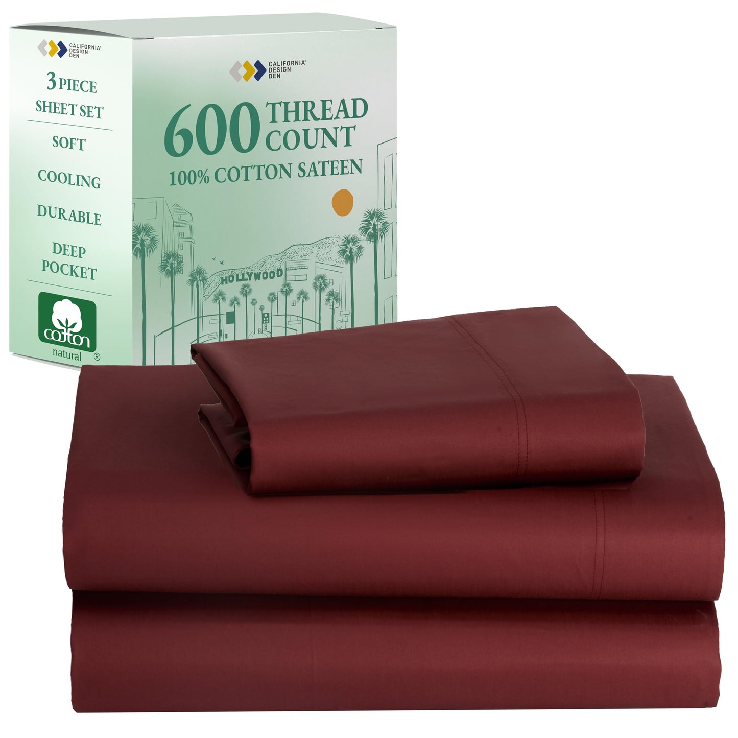 California Design Den 600‑Thread Cotton Sheets | TRUE Shift 4‑Pc Cal King Set