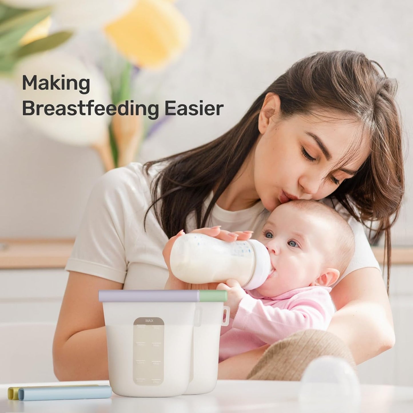 Nuliie 8oz Reusable Silicone Breastmilk Storage Bags (7-Pack)