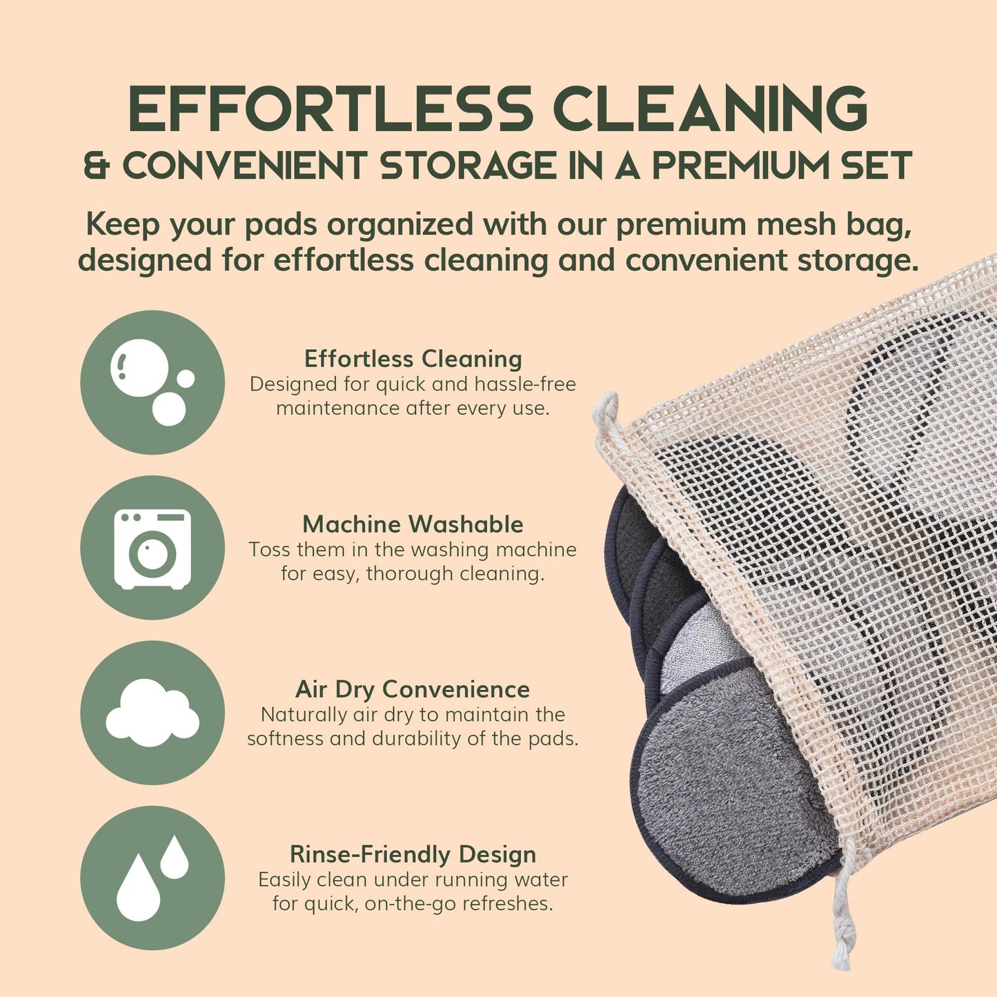 Greenzla Reusable Makeup Remover Pads – 100% Bamboo Cotton & Zero-Waste Set
