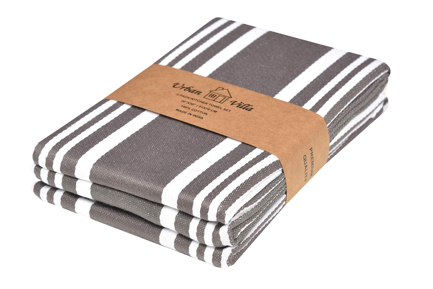 Urban Villa Cotton Kitchen Towels | TRUE Shift Eco Towels (20″×30″, Striped, Mitered)