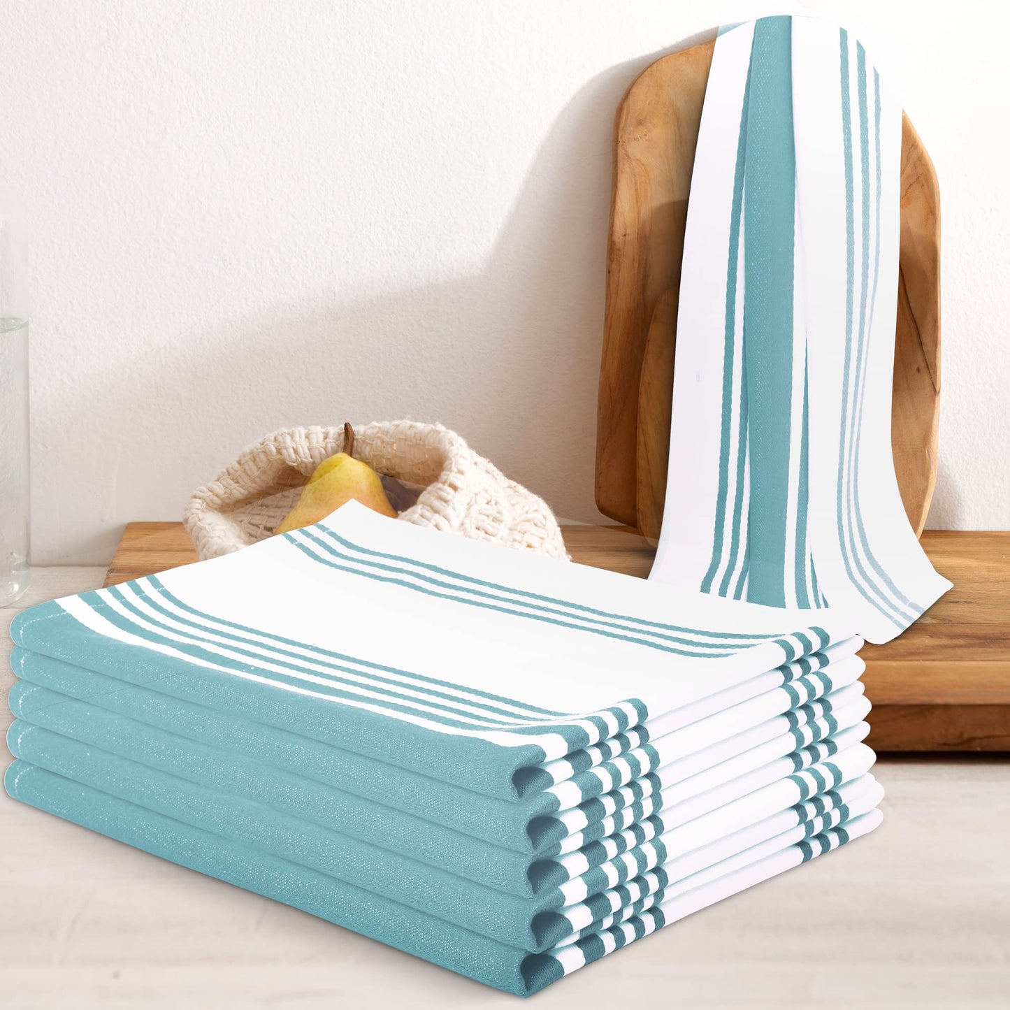Urban Villa Cotton Kitchen Towels | TRUE Shift Eco Towels (20″×30″, Striped, Mitered)