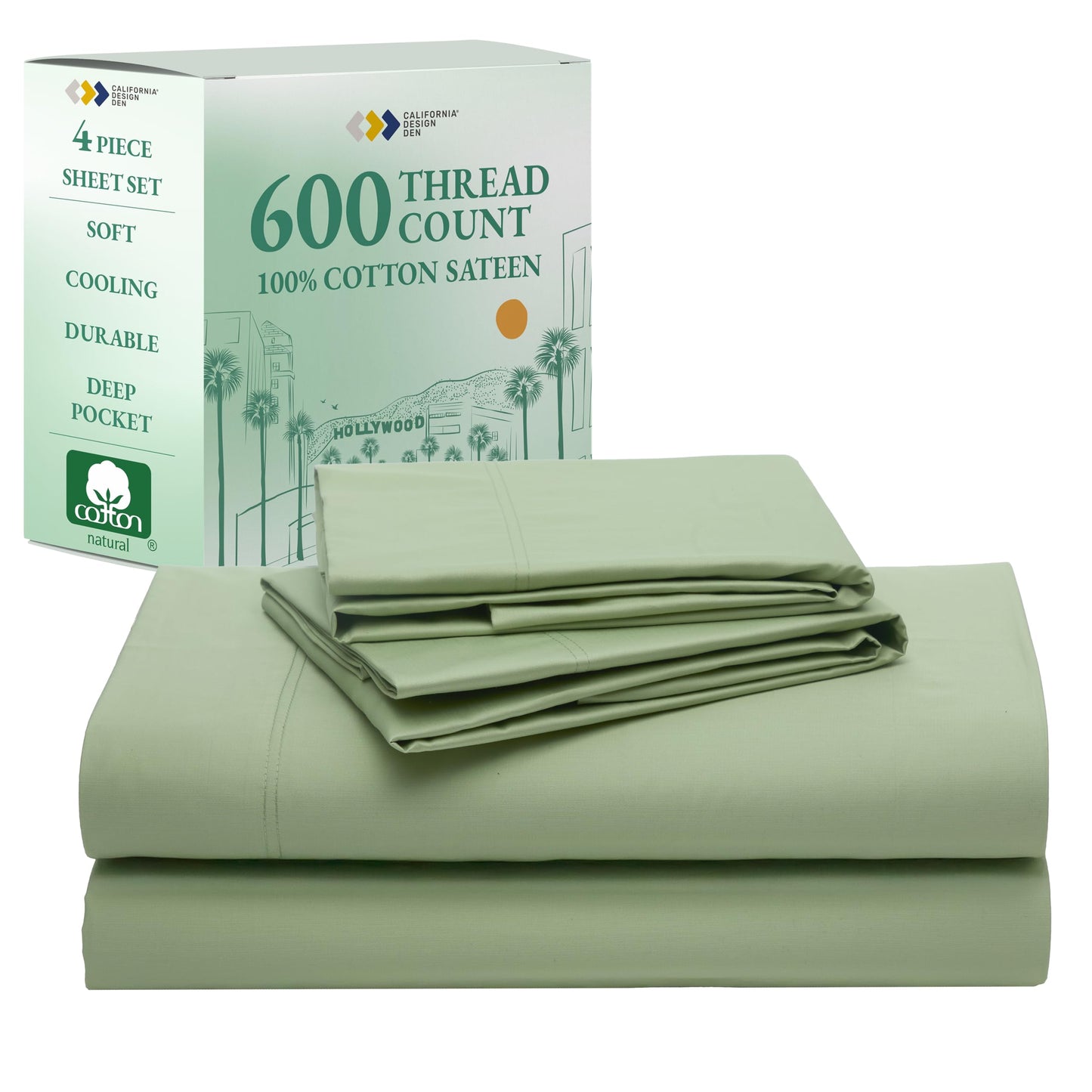 California Design Den 600‑Thread Cotton Sheets | TRUE Shift 4‑Pc Cal King Set