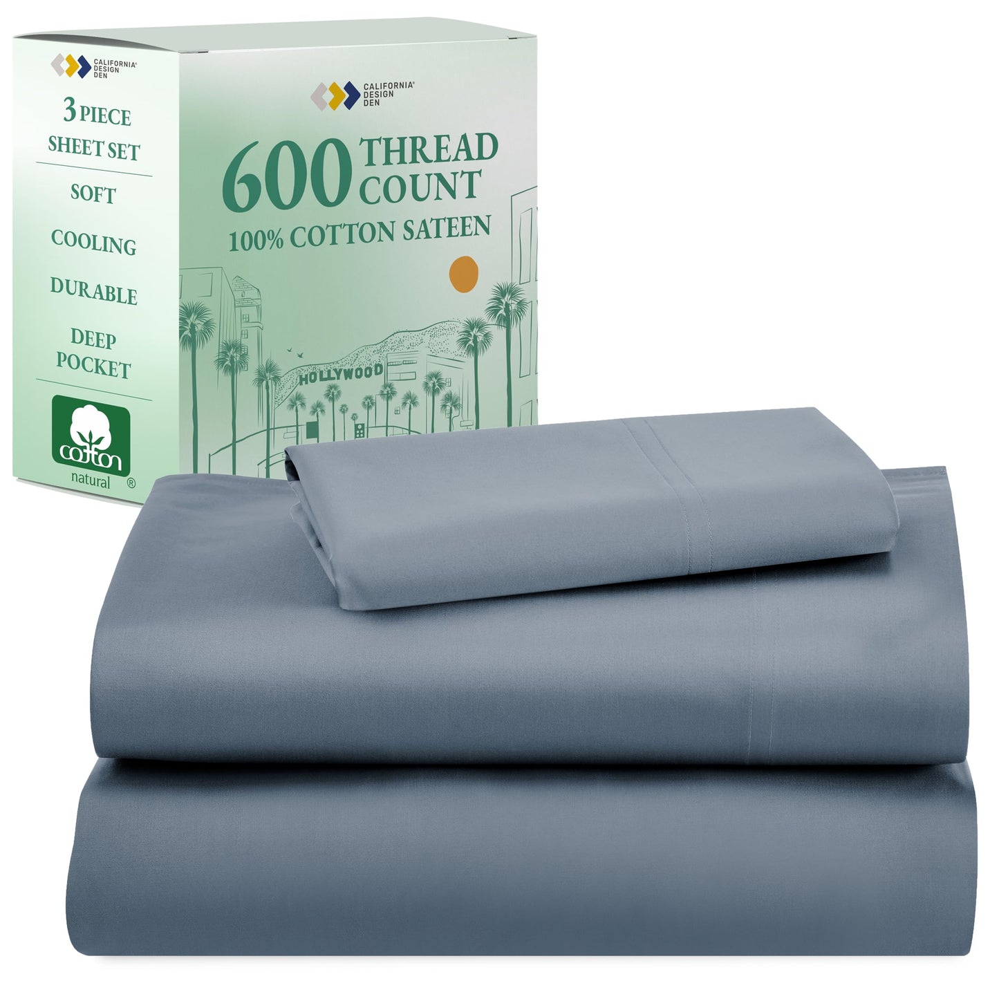 California Design Den 600‑Thread Cotton Sheets | TRUE Shift 4‑Pc Cal King Set