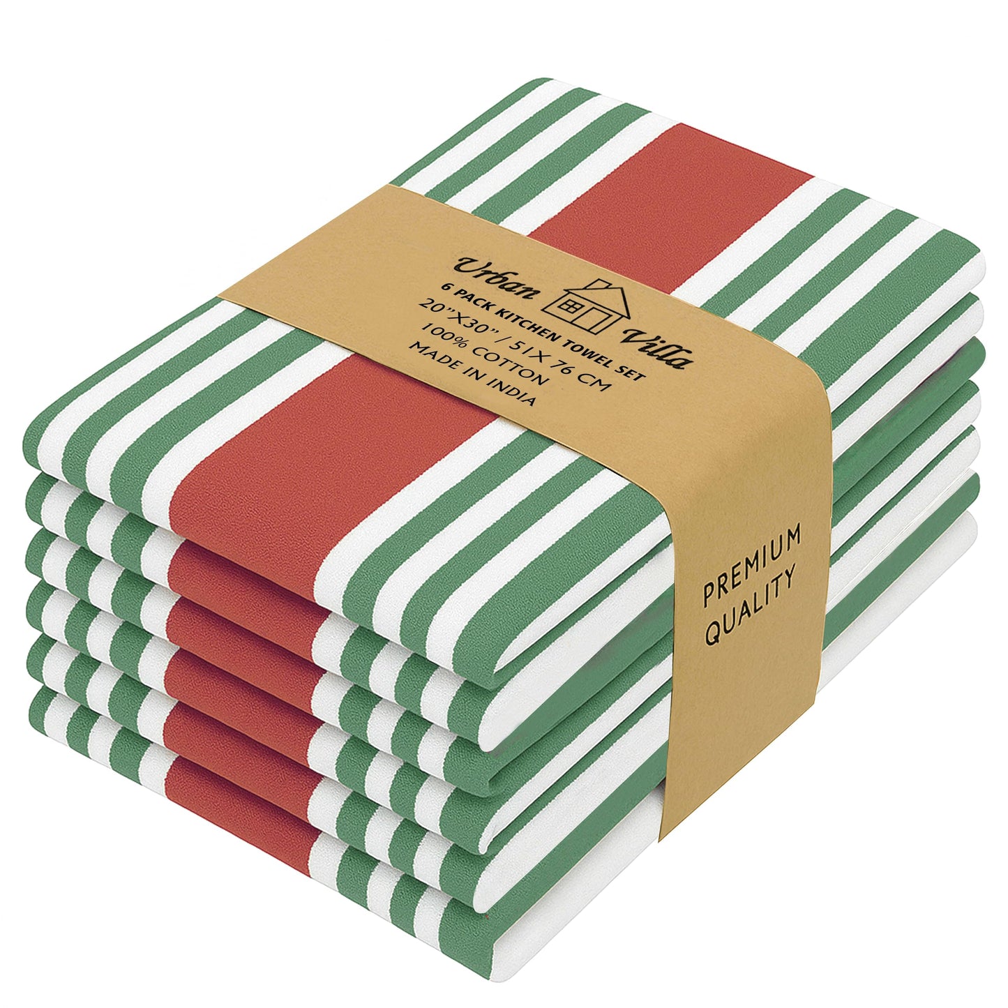 Urban Villa Cotton Kitchen Towels | TRUE Shift Eco Towels (20″×30″, Striped, Mitered)