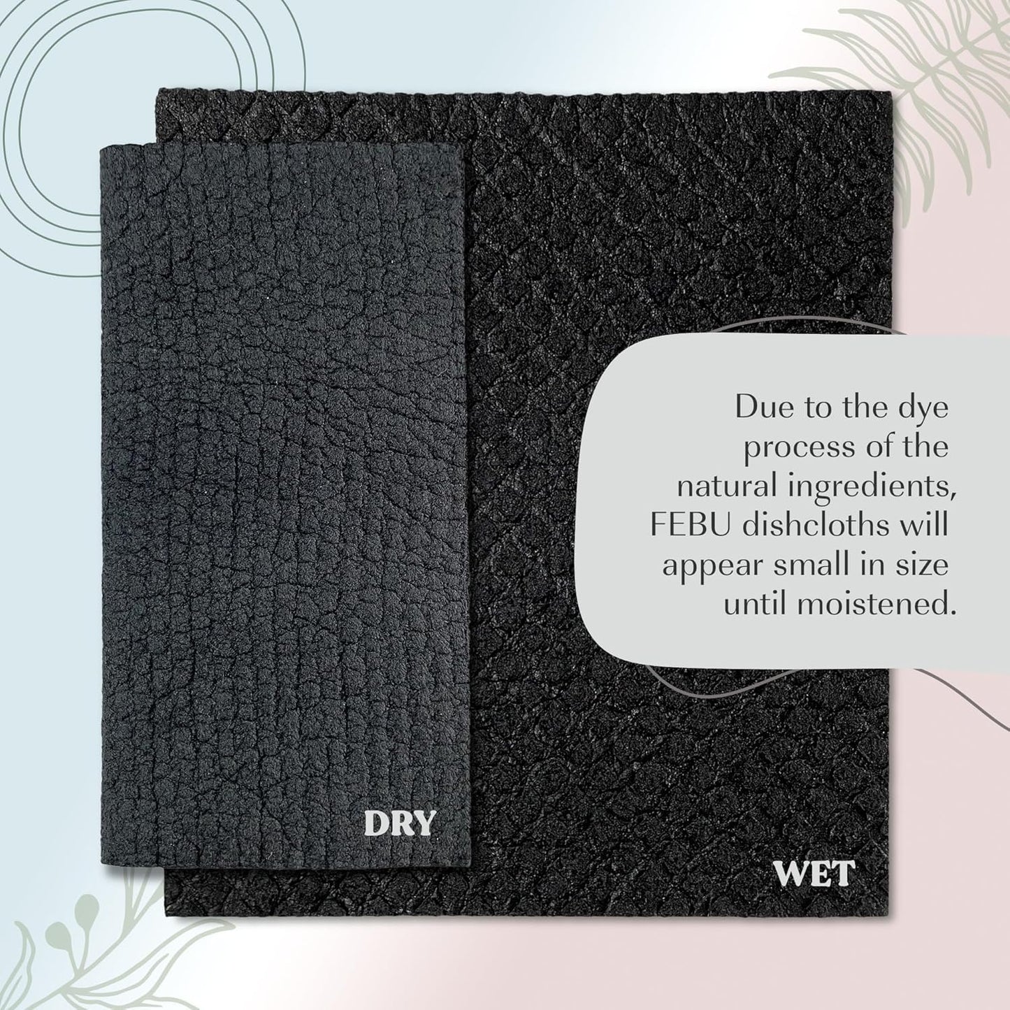 FEBU Swedish Dishcloths – 5 Pack Biodegradable Cotton‑Cellulose Cleaning Cloths