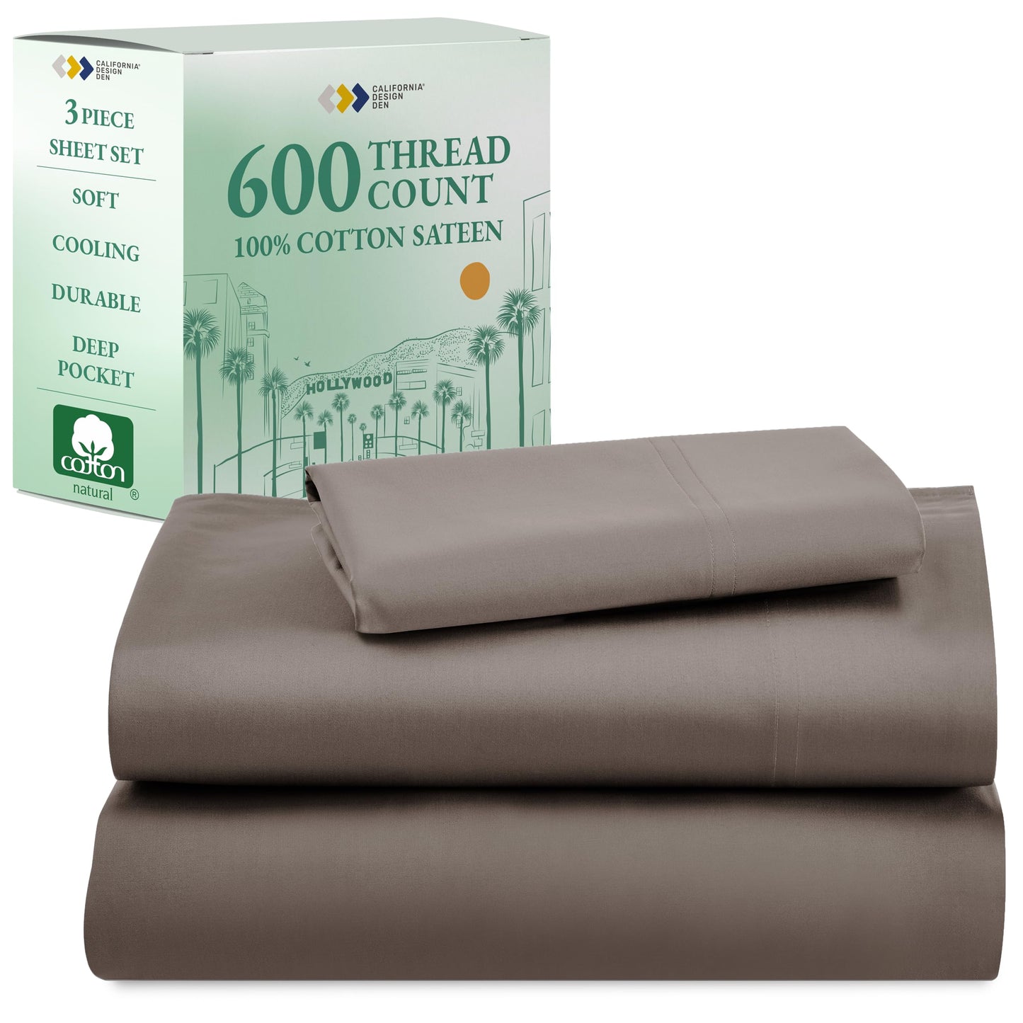 California Design Den 600‑Thread Cotton Sheets | TRUE Shift 4‑Pc Cal King Set