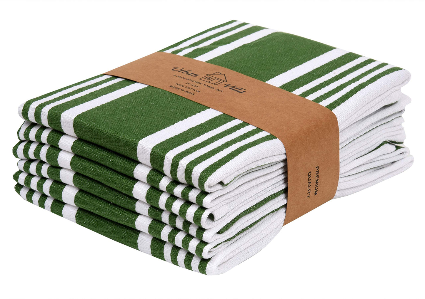 Urban Villa Cotton Kitchen Towels | TRUE Shift Eco Towels (20″×30″, Striped, Mitered)