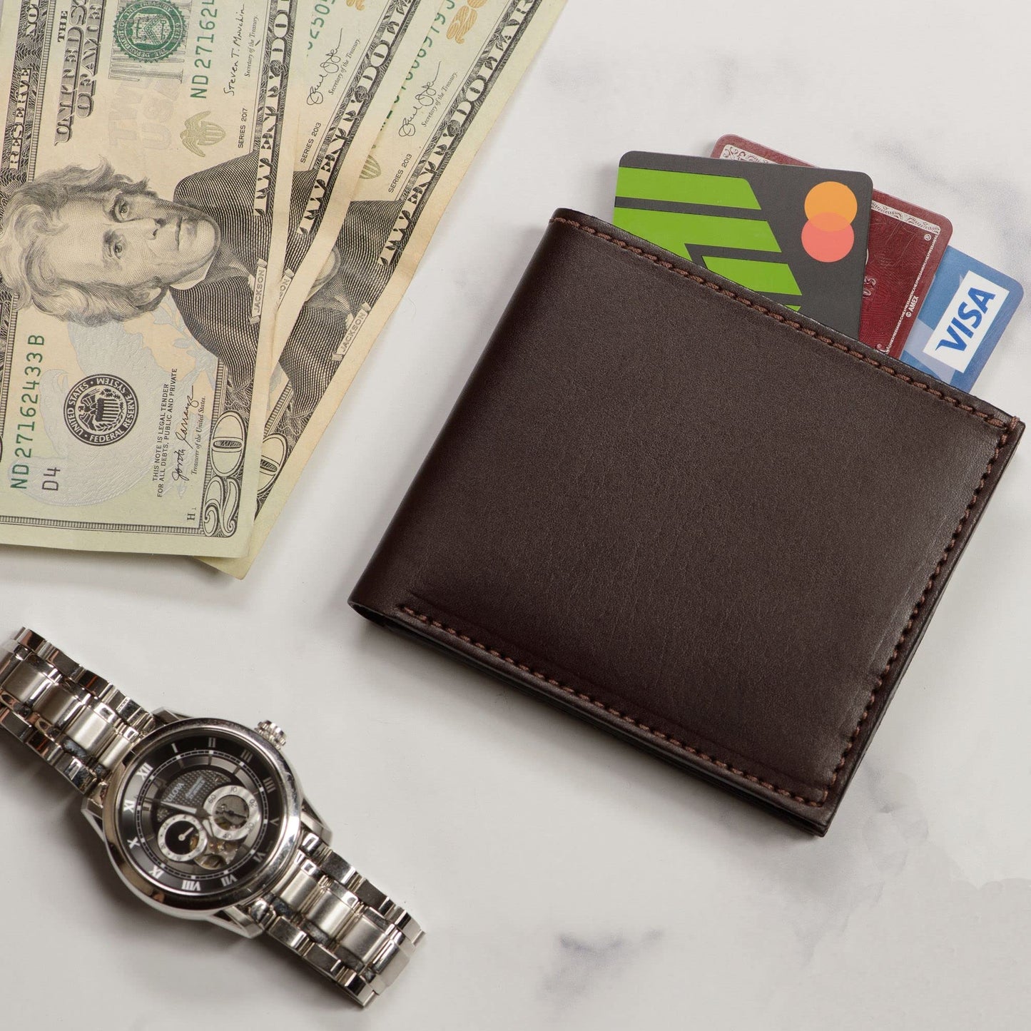Premium Full-Grain Bridle Leather Bifold Wallet | TRUE Shift Crafted in USA