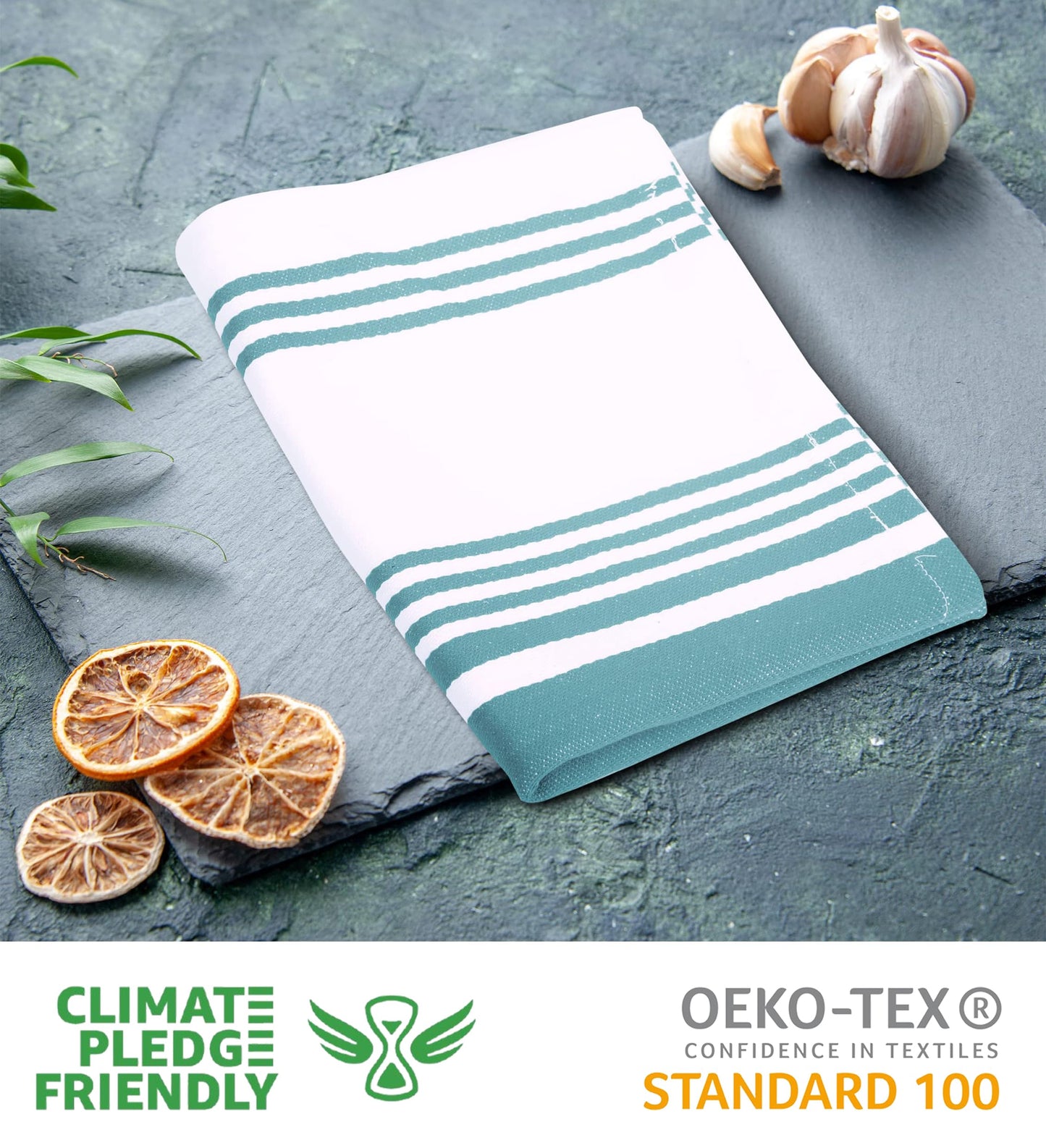 Urban Villa Cotton Kitchen Towels | TRUE Shift Eco Towels (20″×30″, Striped, Mitered)